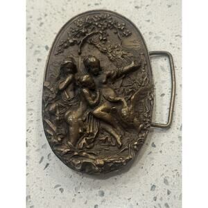 Vintage Art Nouveau Bergamot Brass Works Belt Buckle Leda & the Swan A-180